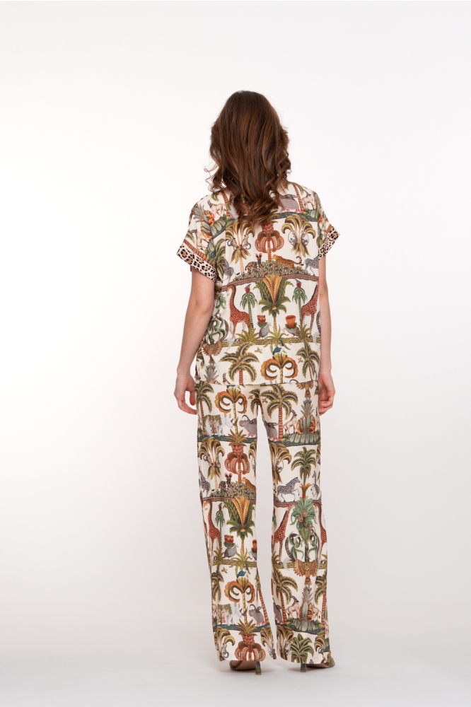 T SHIRT MET ANIMAL JUNGLE PRINT 53381 70 000530 GREEN/OFF WHITE/BROWN